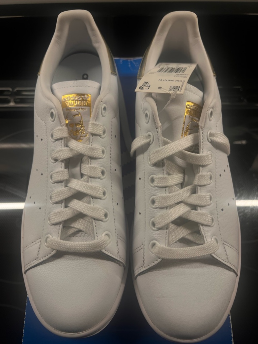 NEW adidas White Leather Stan Smith Sneakers with Gold Accents